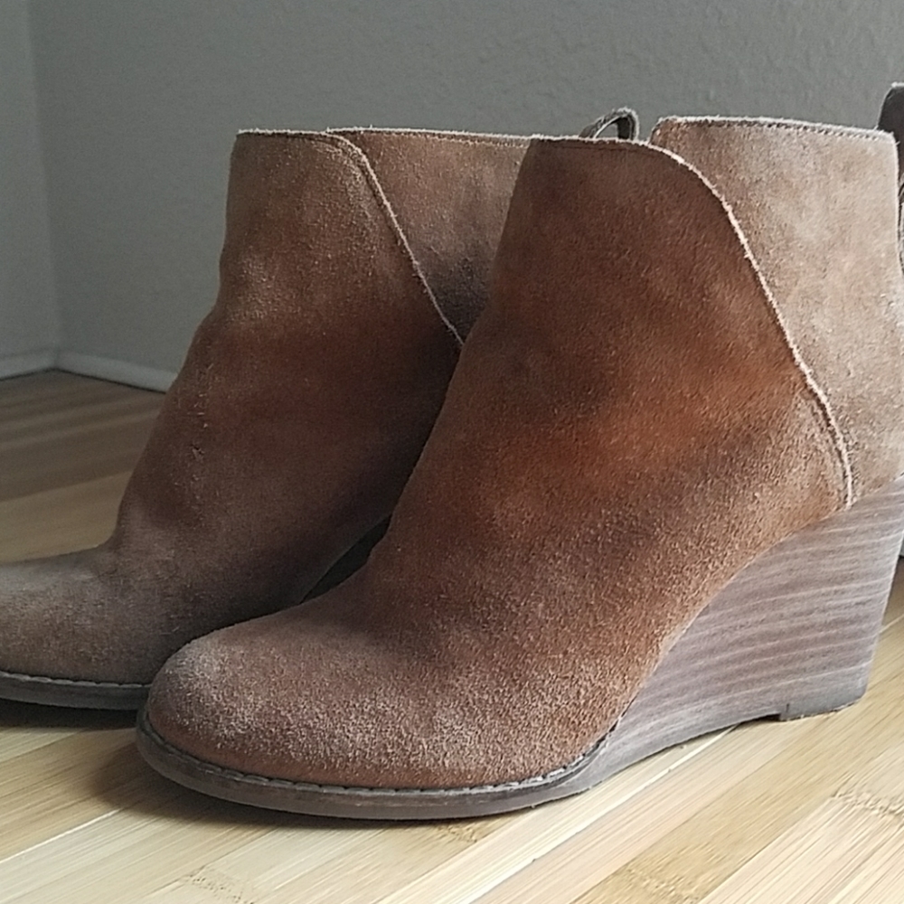 Lucky Brand Suede Wedge Heel Booties